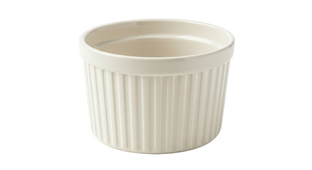Creamy White Ceramic Ramekin Isolated on White.