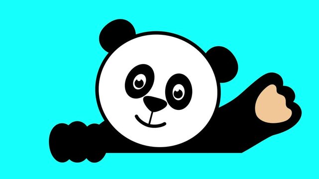 Cute Cartoon Panda Waving, animal peeking vector animation.