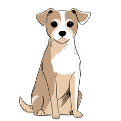 Fototapeta premium Sketch style dog in soft colors. Marker drawing with gentle outline. Calm and friendly look.