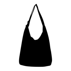 Silhouette of double strap hobo bag, black and white simplicity, relaxed retro style