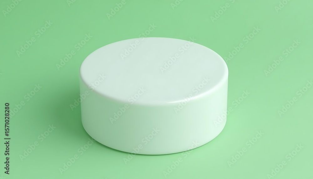 Poster cylindrical object on a green background for display