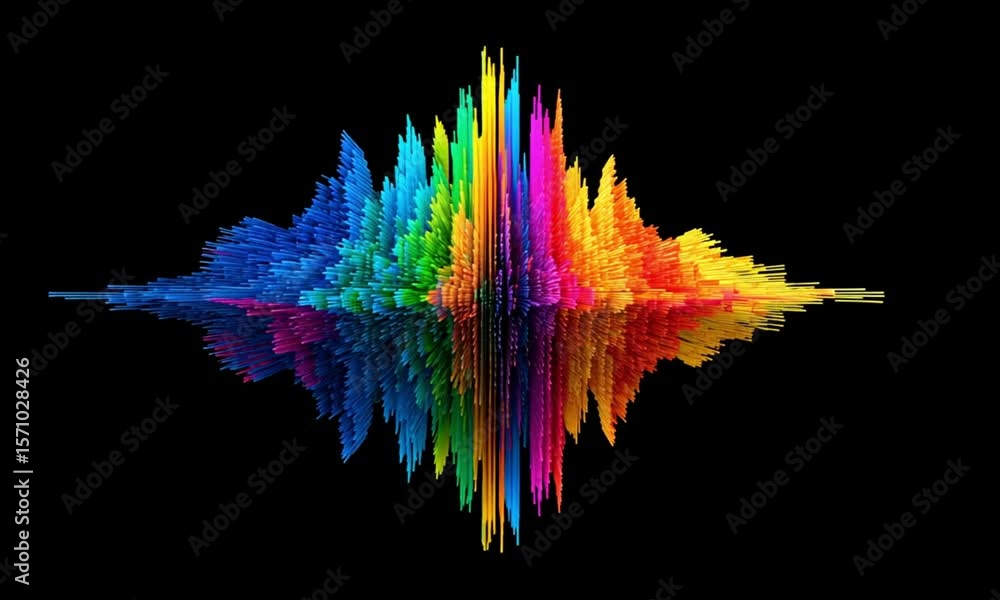 Poster rainbow spikes abstract image with multicolored spikes in diamond on dark background