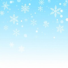 Falling Snowflakes on Light Blue Background
