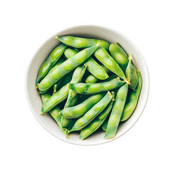Edamame in a Bowl Vibrant Green Soybean Pods isolated on transparent background