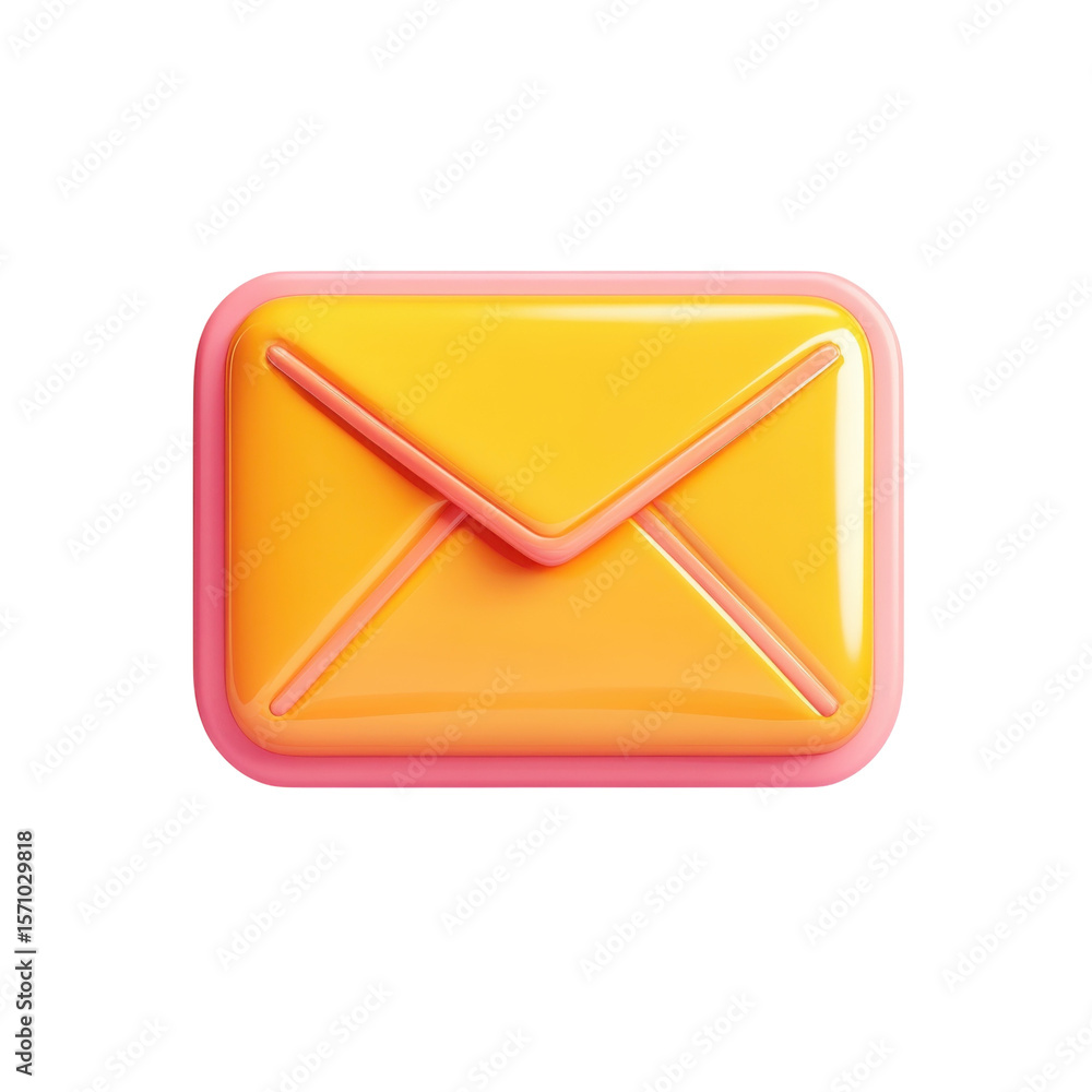 Poster 3d message mail icon with email envelope illustration modern notification on transparent background