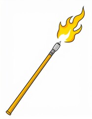 Yellow Pixel Art Burning Torch Illustration