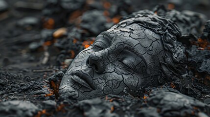 A man stepping out from a fractured stone wall, symbolizing strength and resilience