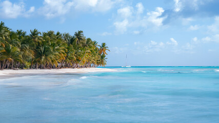 Vacation summer holidays background wallpaper - sunny tropical Caribbean paradise beach with white...