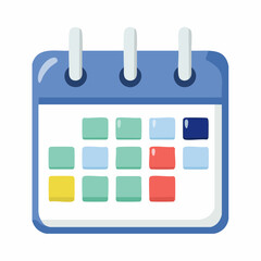 An isolated calendar graphic with a blue border and colorful dates, ideal for planning or scheduling concepts and related designs.