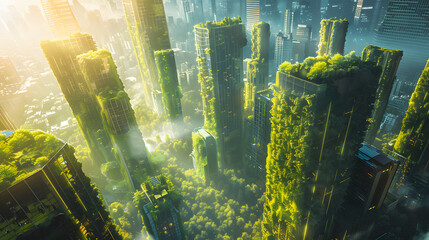 Environment Impact Futuristic, A photo of a futuristic city with advanced