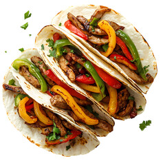 Delicious Steak Fajita Tacos A Mexican Culinary Delight isolated on transparent background