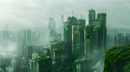 Environment Impact Futuristic, A photo of a futuristic city with advanced