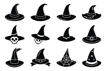 Witch Hat Silhouette Icon Bundle