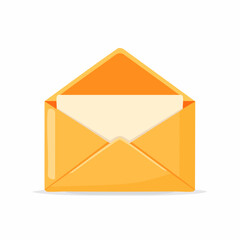 A clean, simple graphic of an opened yellow envelope with a letter, perfect for representing communication, mail services, or correspondence in designs.