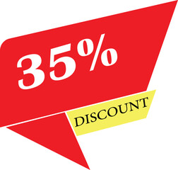 Thirty five percent discount sale tag with red and yellow design