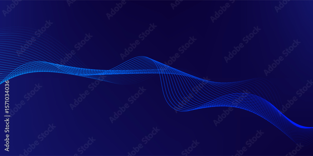 Aufkleber abstract glowing wave lines on dark blue background. dynamic wave pattern. modern flowing wavy lines