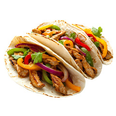 Delicious Chicken Fajitas in Soft Tacos A Culinary Delight isolated on transparent background