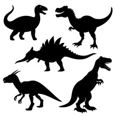 set of dinosaurs silhouettes