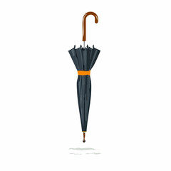 An elegant closed umbrella graphic with a classic hook handle provides a weather symbol, ideal for rainy day designs and seasonal marketing.