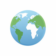A clean earth globe graphic displaying continents and oceans in a bright, round design, suitable for world-related projects or geography teaching materials.
