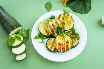 Isolated grilled zucchini slices for menu design