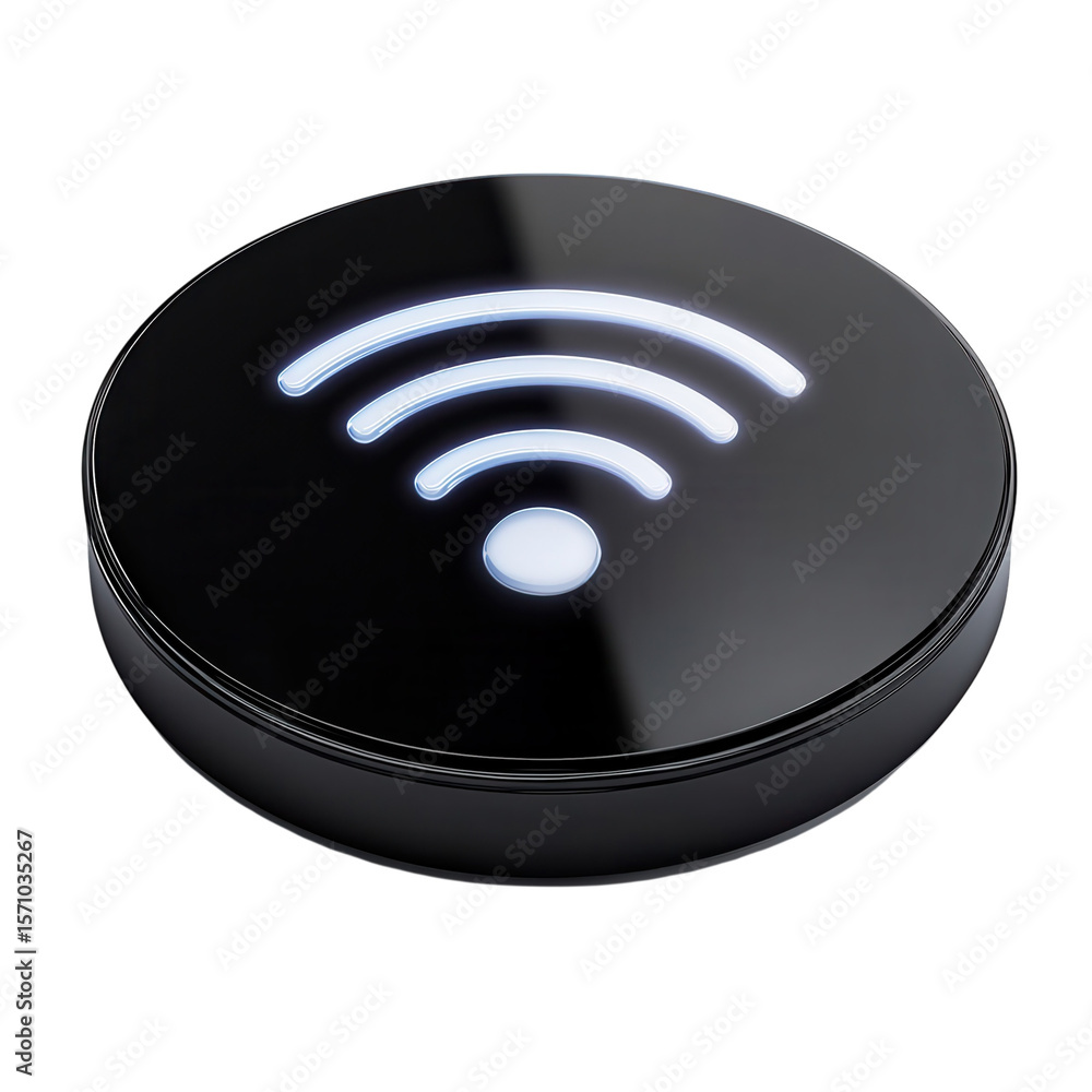 Aufkleber sleek black wireless internet router glow connection modern tech wifi on transparent background