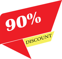 Ninety percent discount offer with bold text on red and yellow background