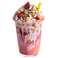 Delicious Strawberry Smoothie Creamy Dessert Drink Recipe Inspiration isolated on transparent background