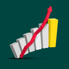 Graph with red up arrow - success  business symbol