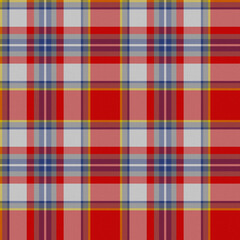 Red, Yellow, Gray, Blue, White Tartan Weave Pattern - Tile