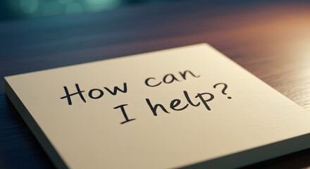 text "how can i help?" on the paper