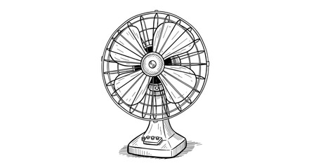 old fashioned fan — vintage sketch doodle vector illustration on white background

