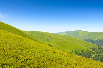 discover the beauty of mountain landscape in summer. majestic view of carpathian alps at high noon....