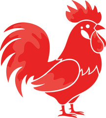 Red Rooster Illustration Farm Animal Design