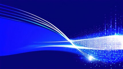 Abstract blue wave with light particles and dynamic lines creating a modern futuristic design background for digital art