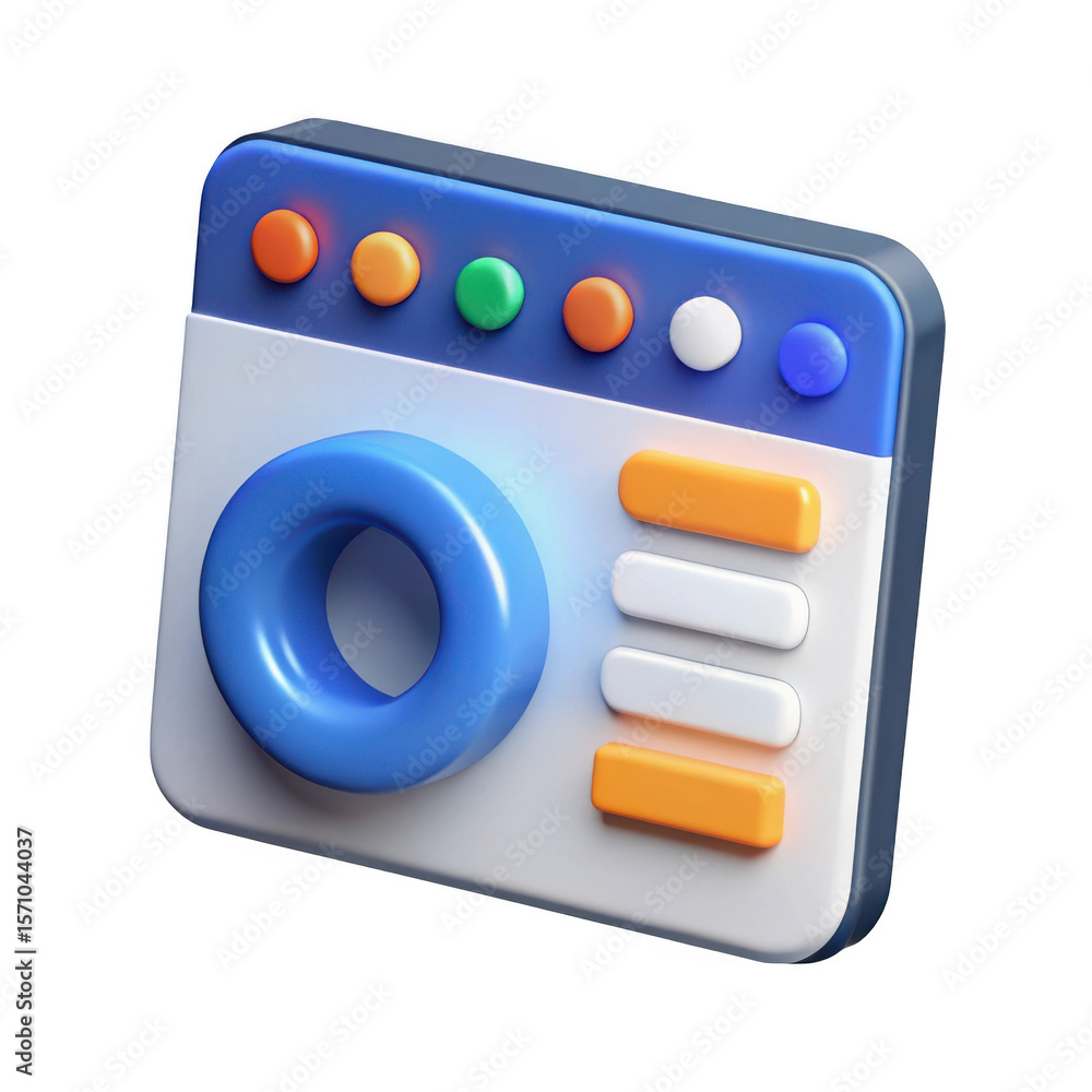 Aufkleber 3d stylized web browser window with buttons isolated on transparent background