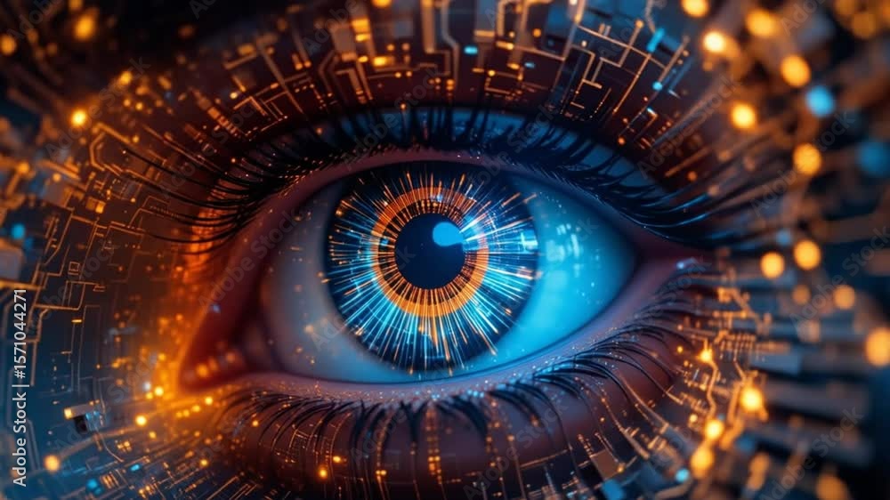 Aufkleber digital ai eye representing artificial intelligence and futuristic technology with glowing circuits,