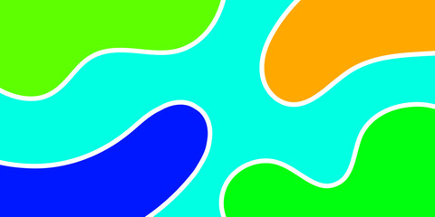 Abstract vibrant color shapes with white outlines