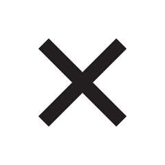 Black cross mark symbol isolated on white background. Error or cancel icon.