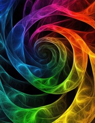 Fototapeta premium Vortex Spiral Rainbow Abstract on Black Background