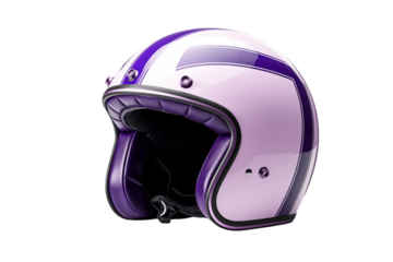 Vintage Motorcycle Helmet: Purple and White Retro Design, Head Protection Gear transparent background png