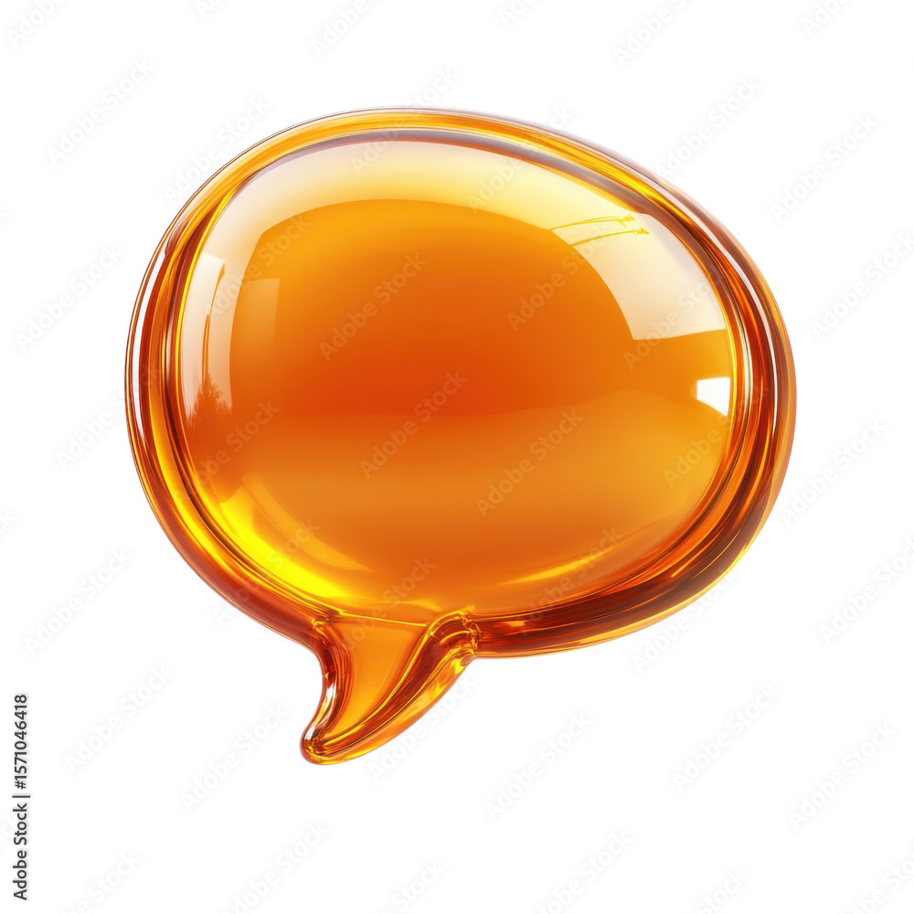 Poster golden bubble thought icon vector orange speech dialog communicate graphic on transparent background