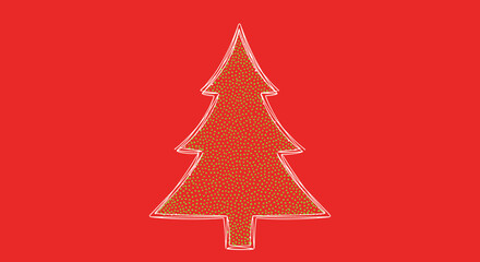 Obraz premium Decorative Christmas tree with festive patterns on a red background