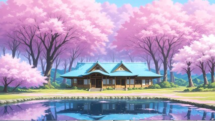 Lake House Landscape Fantasy Art