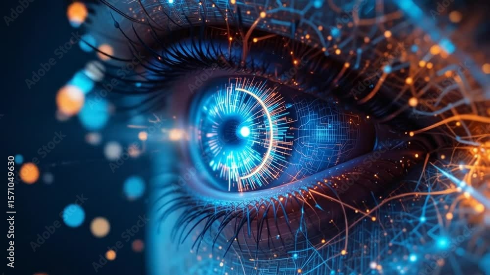 Aufkleber digital ai eye representing artificial intelligence and futuristic technology with glowing circuits,