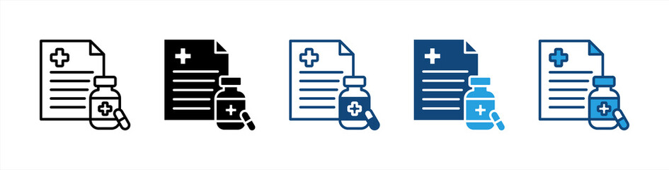 Prescription Drugs icon set multiple style collection
