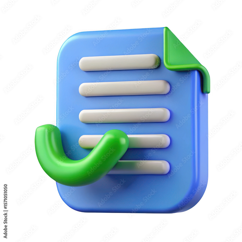Poster 3d document checkmark icon isolated on transparent background