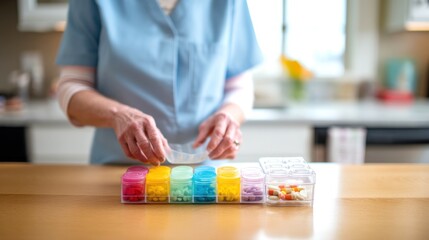Organized Pill Reminders in Bright Containers for Daily Medication Management