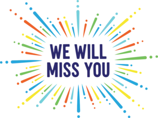 Selbstklebende Fototapeten We will miss you message with colorful burst on a white background © FalakNawaz