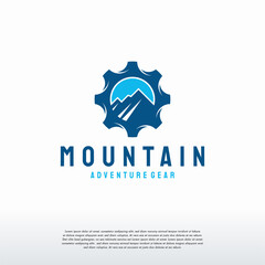 Mountain Expedition logo designs vector, Mountain and Gear logo template